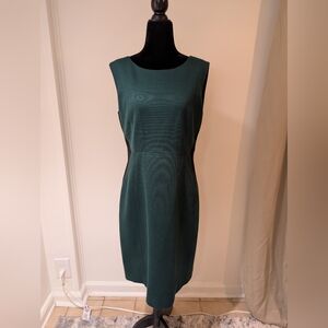 Tahari Womens Green Black Fitted Pencil Dress Size 10 Zip Back Lined Sleeveless
